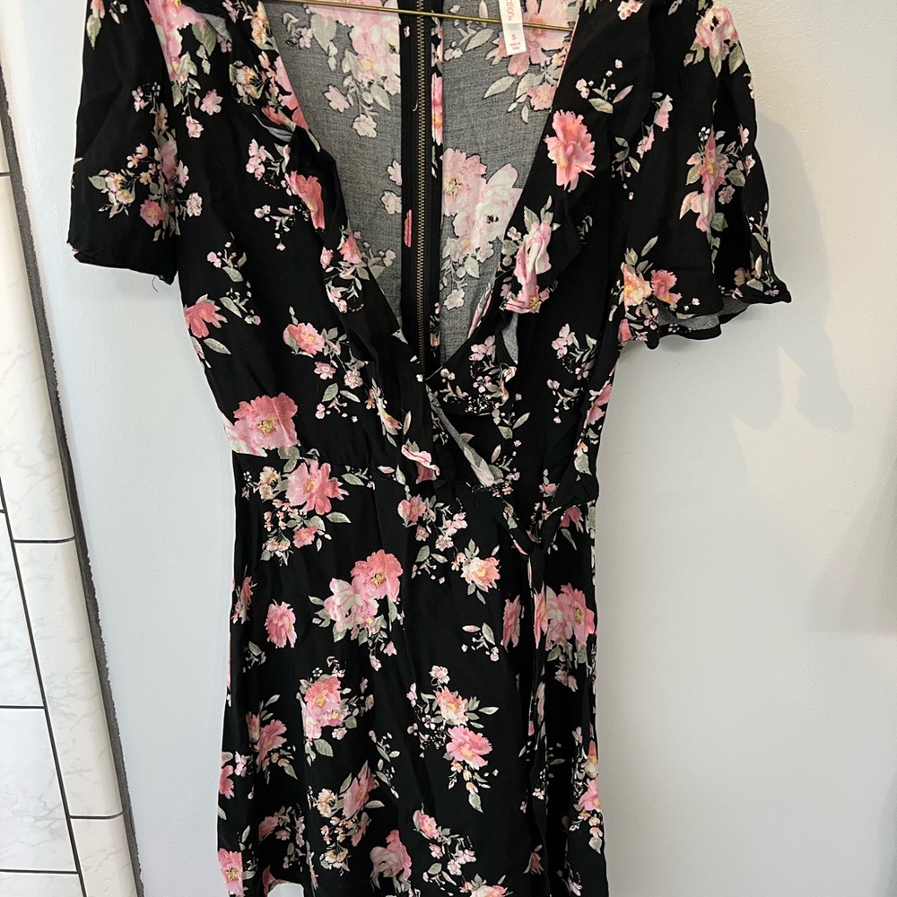 Xhilaration Small Black Floral Mini Dress